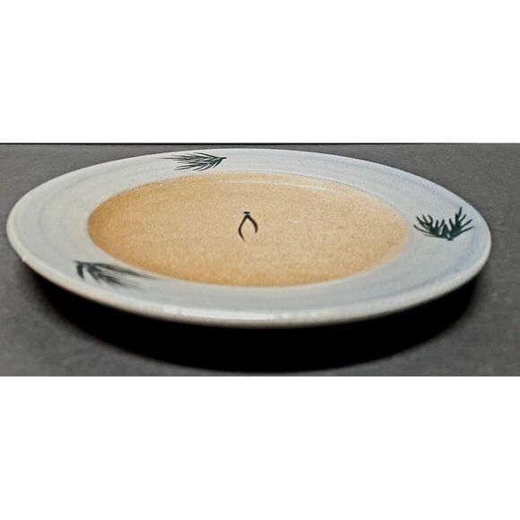 VTG Rowe Pottery Works Plate Pine Needles Grey/Brn/Blk Cambridge WI Hand Made - Picture 4 of 9